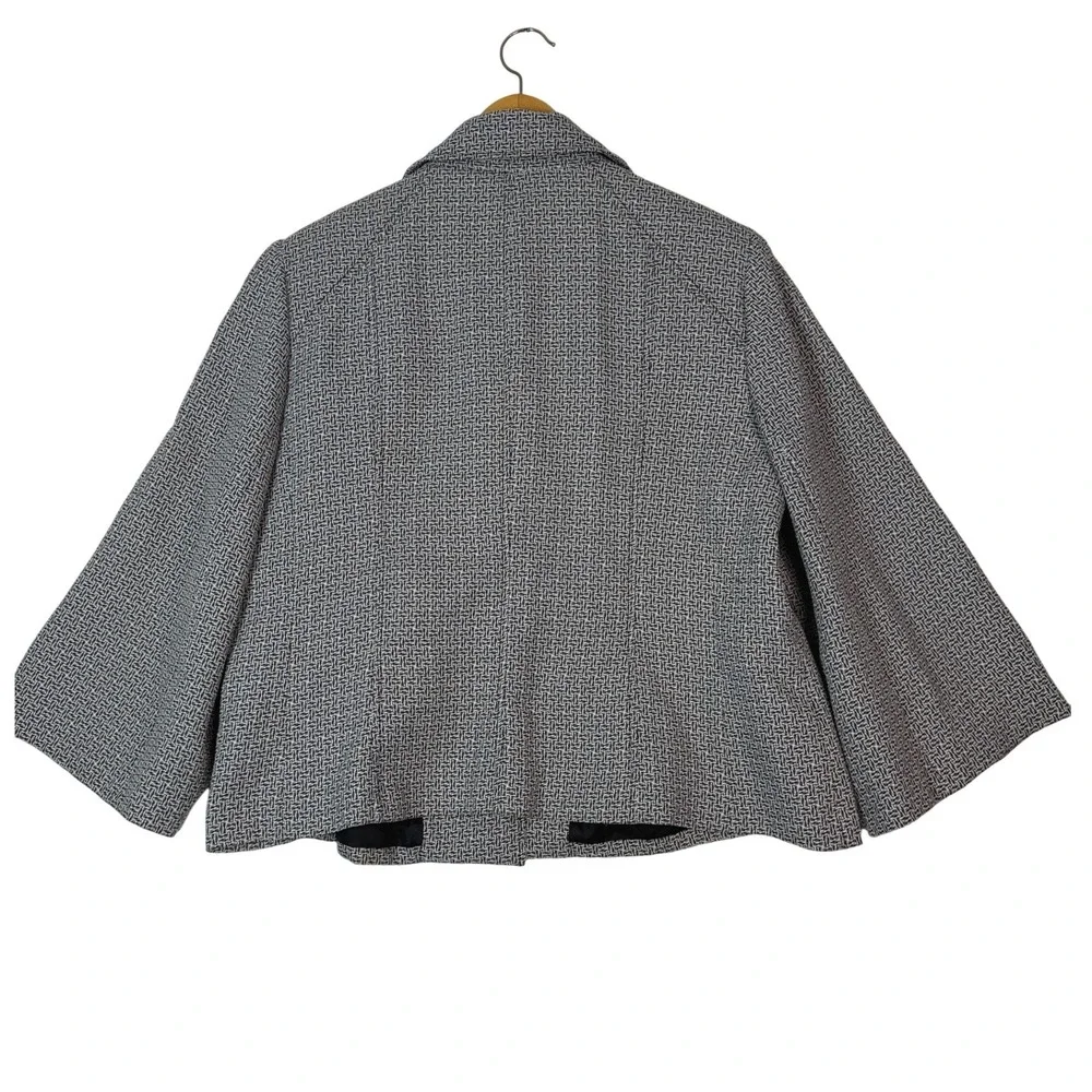 Evan Picone Womens 20W Black White Geometric Print Cropped‎ Jacket Blazer